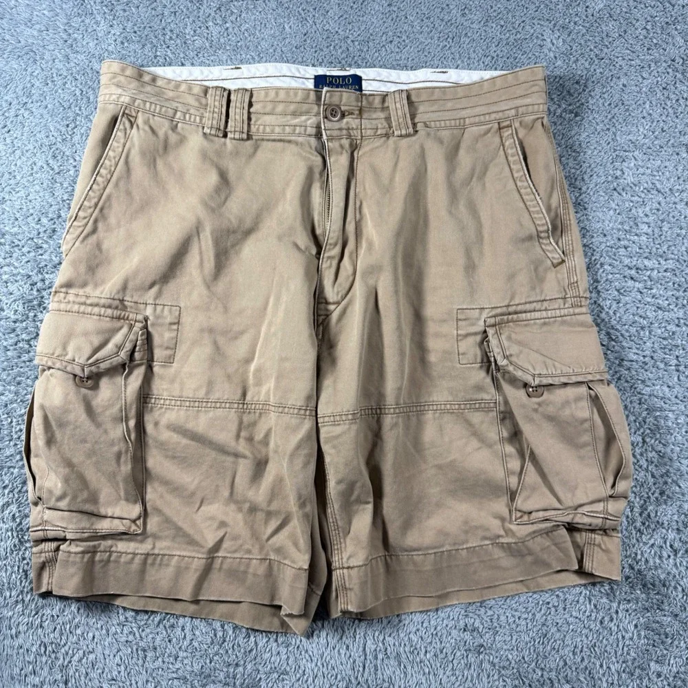 Polo Ralph Lauren Cargo Shorts Mens 38 Tan Khaki Heavy Duty Thick Streetwear